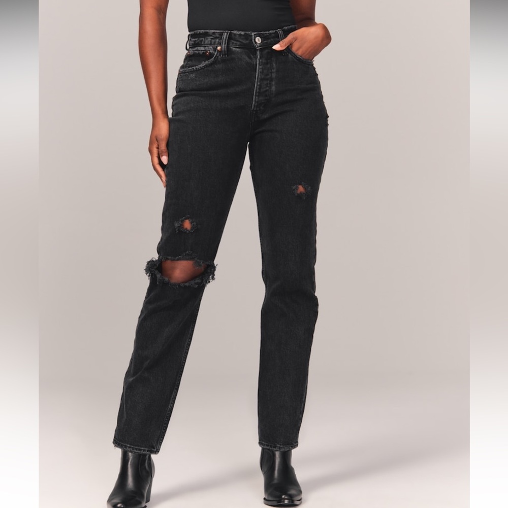 Abercrombie & Fitch Curve Love High Rise Dad Jean in size 25